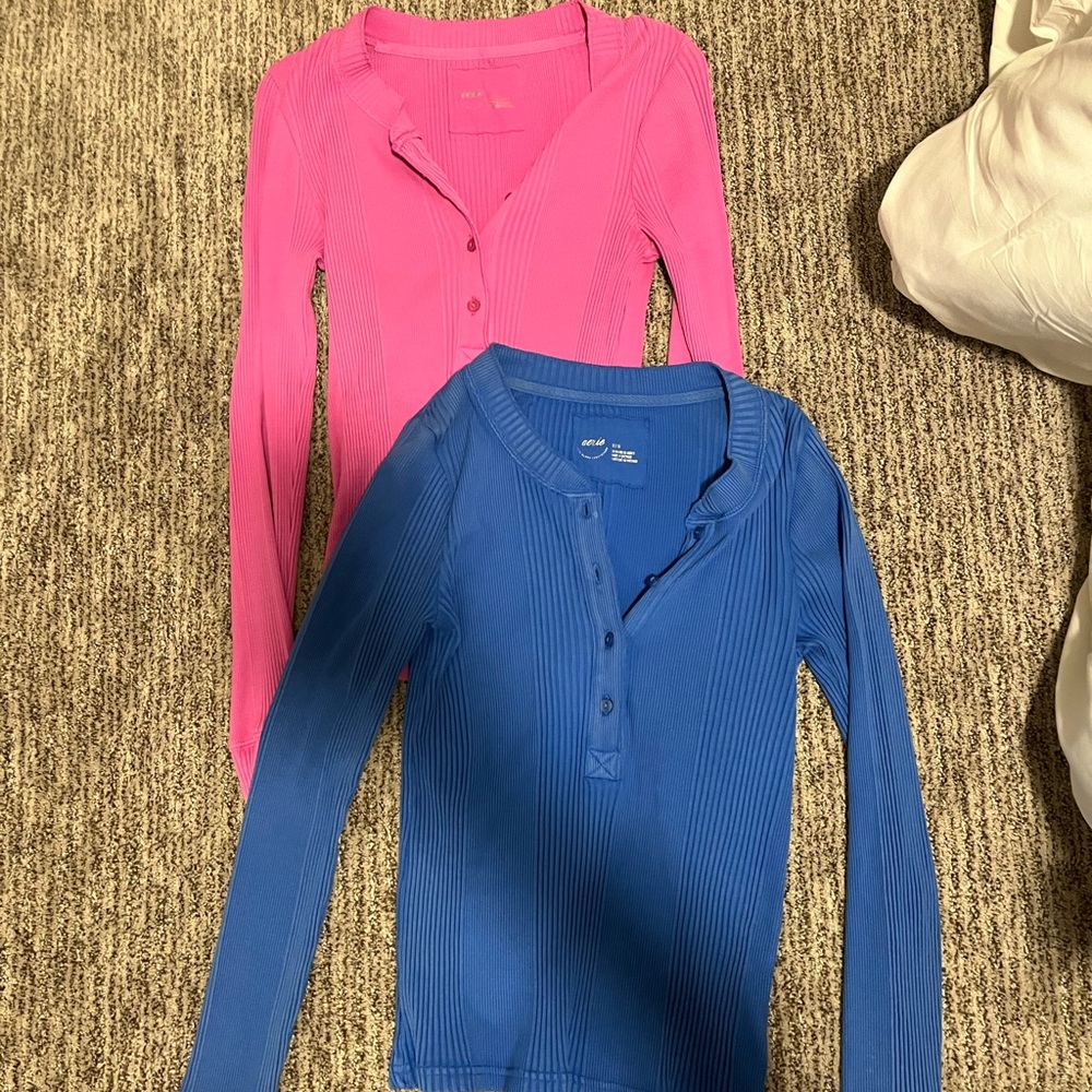 Aerie Vibrant Pink Ribbed Top